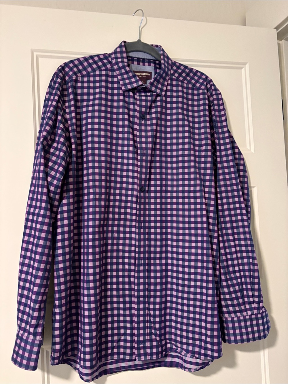 Johnston & Murphy Purple and Pink Check Dress Shirt